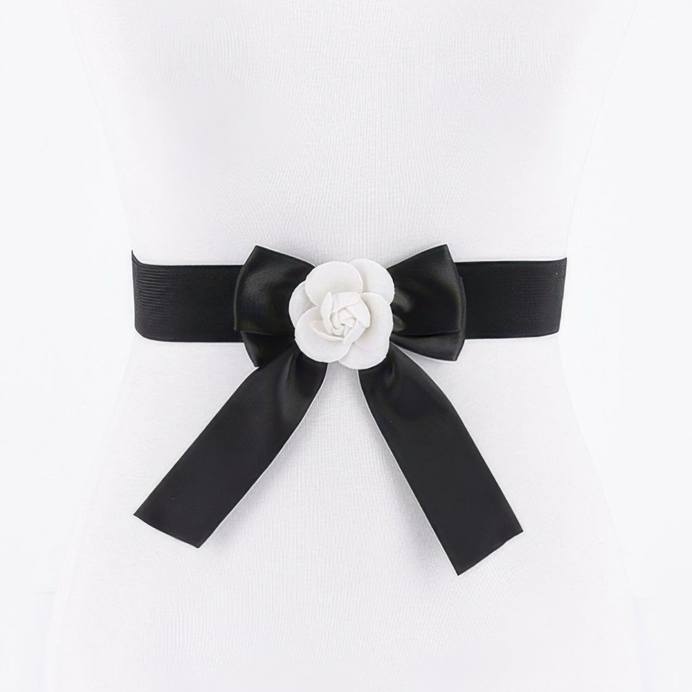 Flower Satin Ribbon Elastic Belt